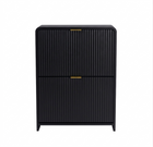 Lottie 2 Tier Slim 12 Pair Shoe Cabinet - Black - FurniComp