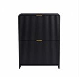 Lottie 2 Tier Slim 12 Pair Shoe Cabinet - Black - FurniComp