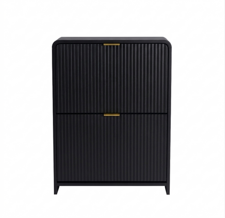 Lottie 2 Tier Slim 12 Pair Shoe Cabinet - Black - FurniComp