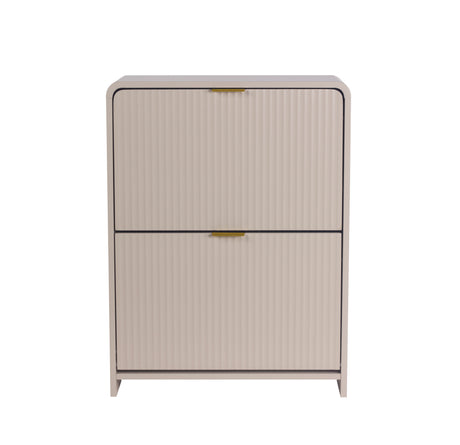 Lottie 2 Tier Slim 12 Pair Shoe Cabinet - Cashmere - FurniComp