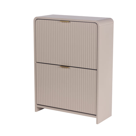 Lottie 2 Tier Slim 12 Pair Shoe Cabinet - Cashmere - FurniComp