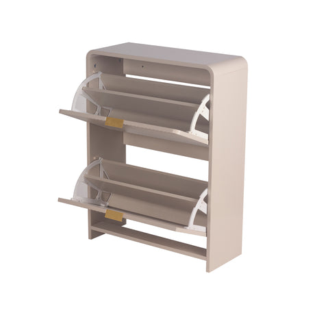 Lottie 2 Tier Slim 12 Pair Shoe Cabinet - Cashmere - FurniComp