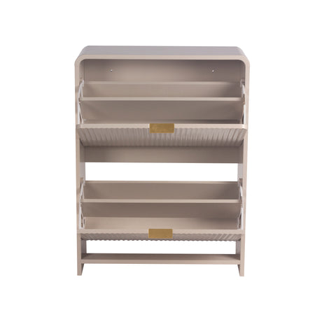 Lottie 2 Tier Slim 12 Pair Shoe Cabinet - Cashmere - FurniComp