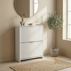 Lottie 2 Tier Slim 12 Pair Shoe Cabinet - White - FurniComp