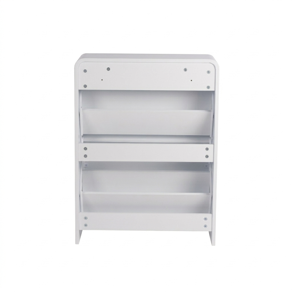 Lottie 2 Tier Slim 12 Pair Shoe Cabinet - White - FurniComp