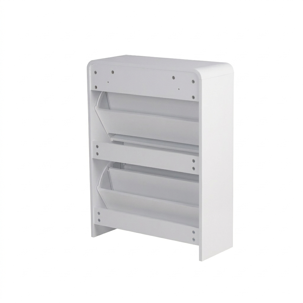 Lottie 2 Tier Slim 12 Pair Shoe Cabinet - White - FurniComp