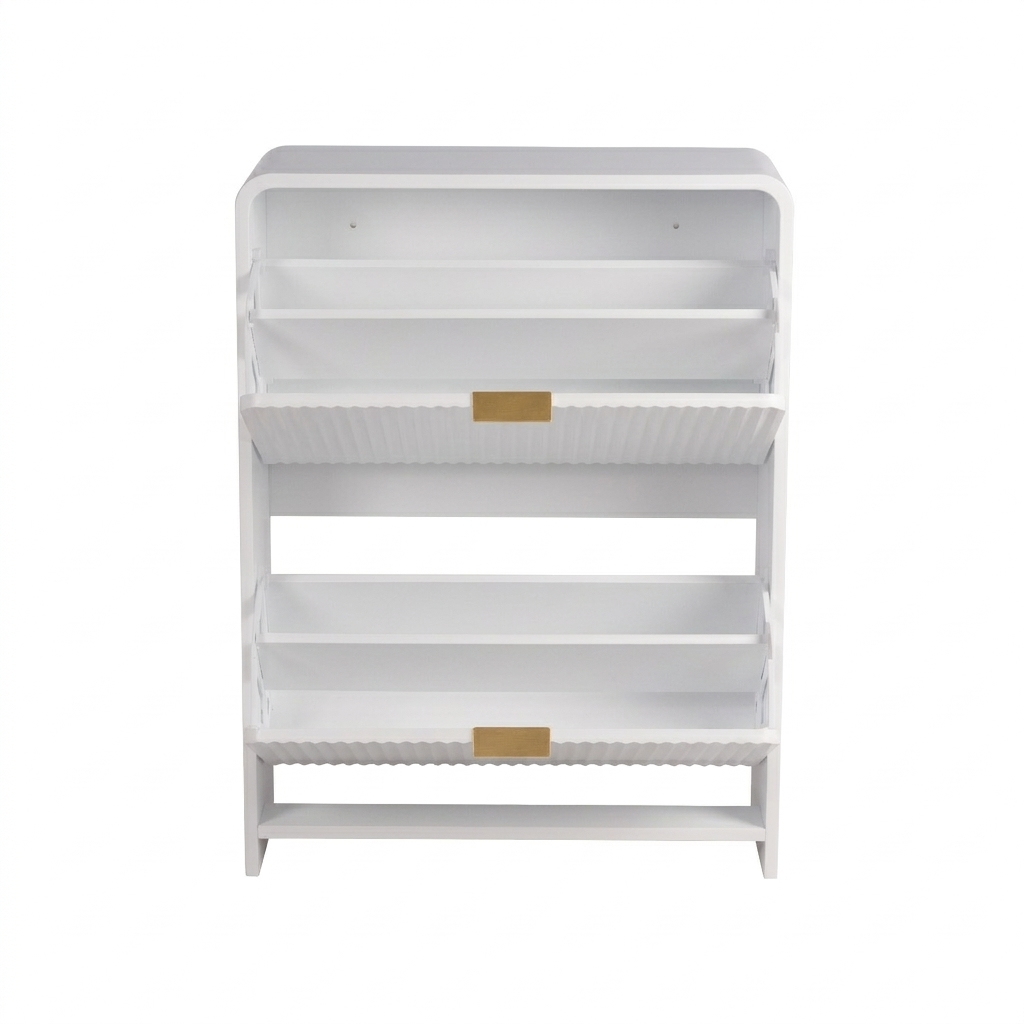 Lottie 2 Tier Slim 12 Pair Shoe Cabinet - White - FurniComp
