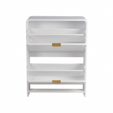 Lottie 2 Tier Slim 12 Pair Shoe Cabinet - White - FurniComp