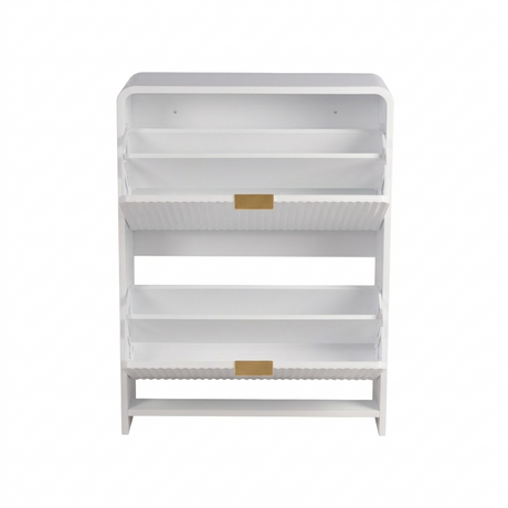 Lottie 2 Tier Slim 12 Pair Shoe Cabinet - White - FurniComp