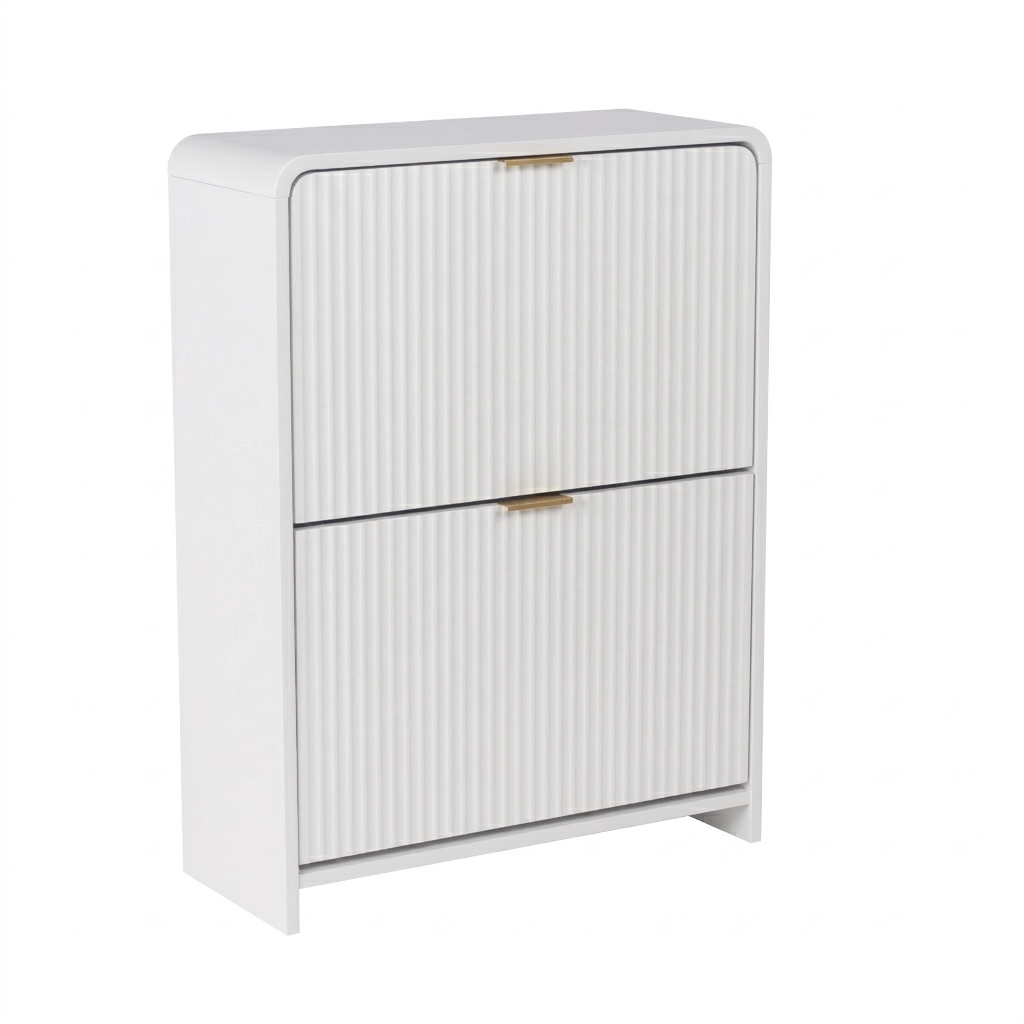 Lottie 2 Tier Slim 12 Pair Shoe Cabinet - White - FurniComp