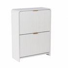 Lottie 2 Tier Slim 12 Pair Shoe Cabinet - White - FurniComp