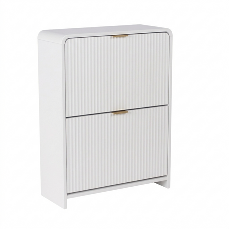 Lottie 2 Tier Slim 12 Pair Shoe Cabinet - White - FurniComp