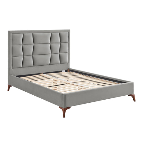 Louis Grey Velvet Bed Frame - FurniComp