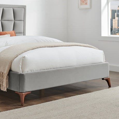 Louis Grey Velvet Bed Frame - FurniComp