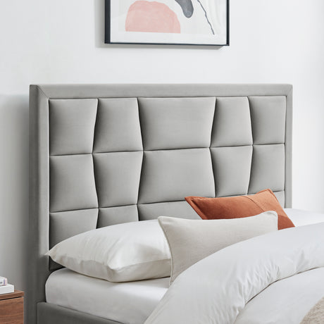 Louis Grey Velvet Bed Frame - FurniComp