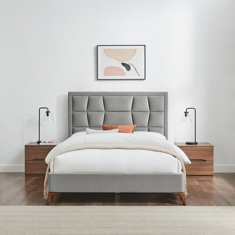 Louis Grey Velvet Bed Frame - FurniComp