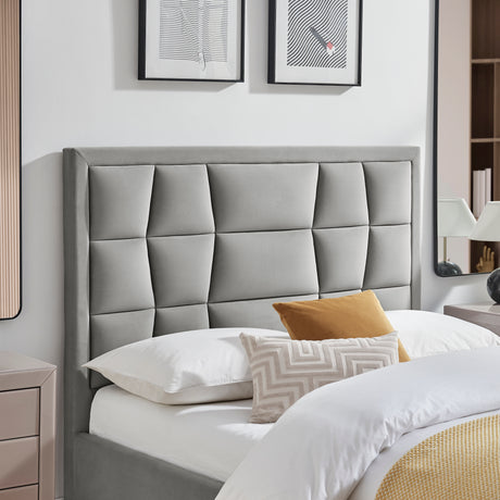 Louis Grey Velvet Storage Bed Frame - FurniComp
