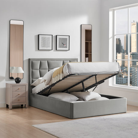 Louis Grey Velvet Storage Bed Frame - FurniComp