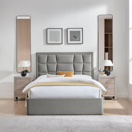 Louis Grey Velvet Storage Bed Frame - FurniComp
