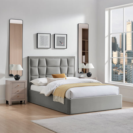 Louis Grey Velvet Storage Bed Frame - FurniComp