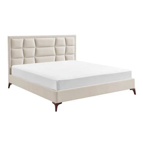 Louis Natural Velvet Bed Frame - FurniComp
