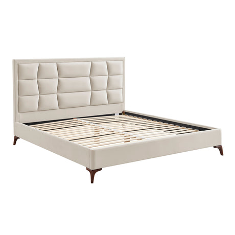 Louis Natural Velvet Bed Frame - FurniComp