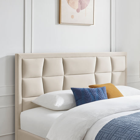 Louis Natural Velvet Bed Frame - FurniComp