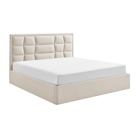Louis Natural Velvet Storage Bed Frame - FurniComp