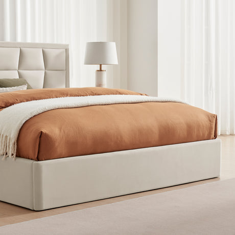 Louis Natural Velvet Storage Bed Frame - FurniComp