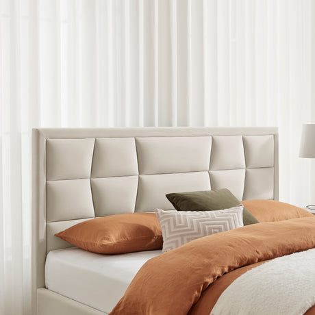 Louis Natural Velvet Storage Bed Frame - FurniComp