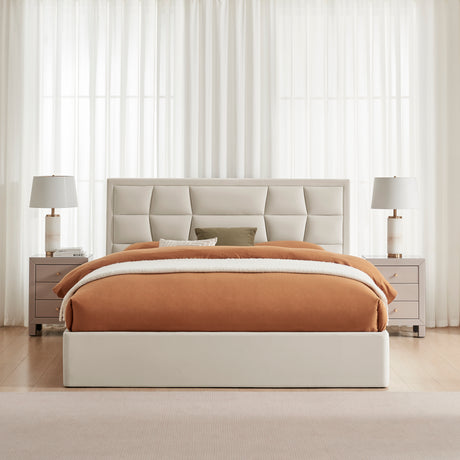 Louis Natural Velvet Storage Bed Frame - FurniComp