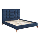 Louis Navy Blue Velvet Bed Frame - FurniComp