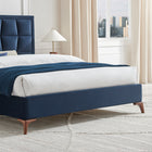 Louis Navy Blue Velvet Bed Frame - FurniComp