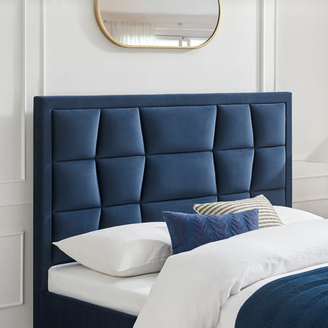 Louis Navy Blue Velvet Bed Frame - FurniComp