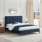 Louis Navy Blue Velvet Bed Frame - FurniComp