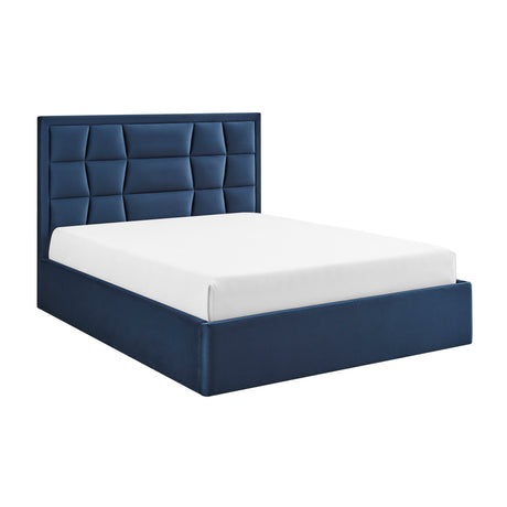 Louis Navy Blue Velvet Storage Bed Frame - FurniComp