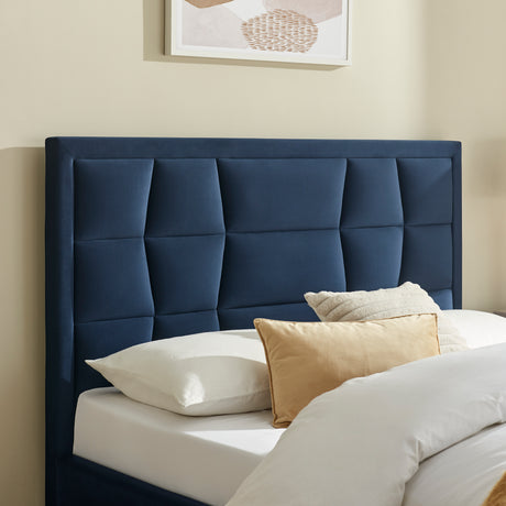 Louis Navy Blue Velvet Storage Bed Frame - FurniComp