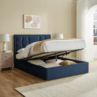 Louis Navy Blue Velvet Storage Bed Frame - FurniComp