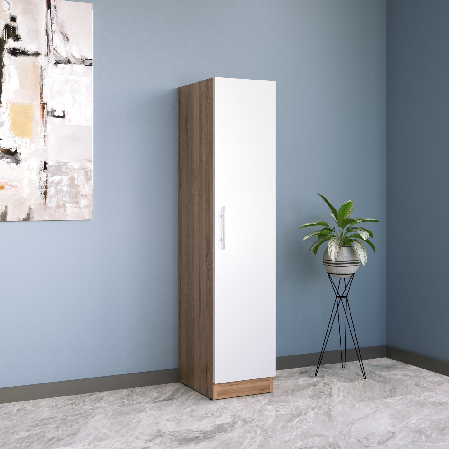 Louise Oak and White 1 Door Wardrobe - FurniComp