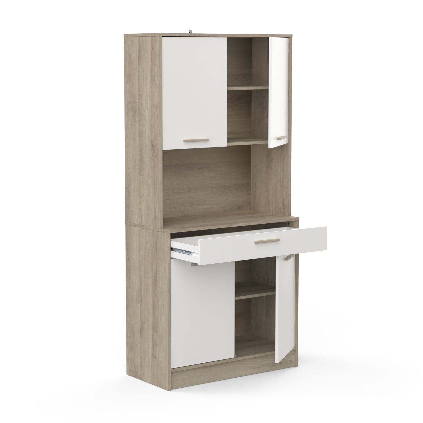 Luca 4 Door 1 Drawer White and Oak Kitchen Unit - FurniComp