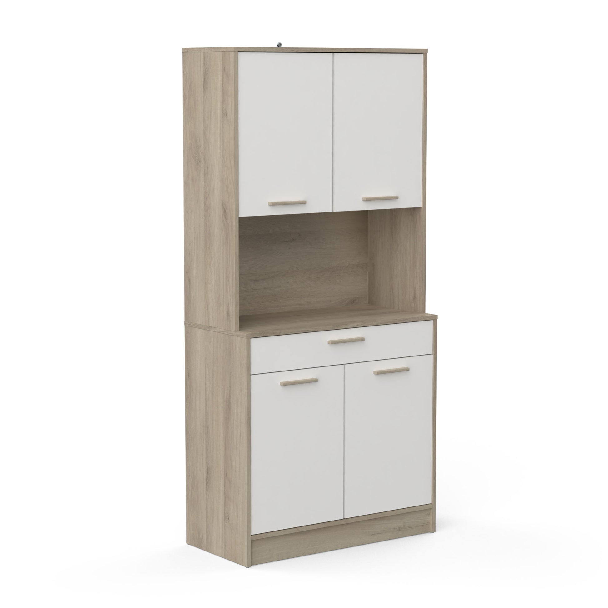 Luca 4 Door 1 Drawer White and Oak Kitchen Unit - FurniComp