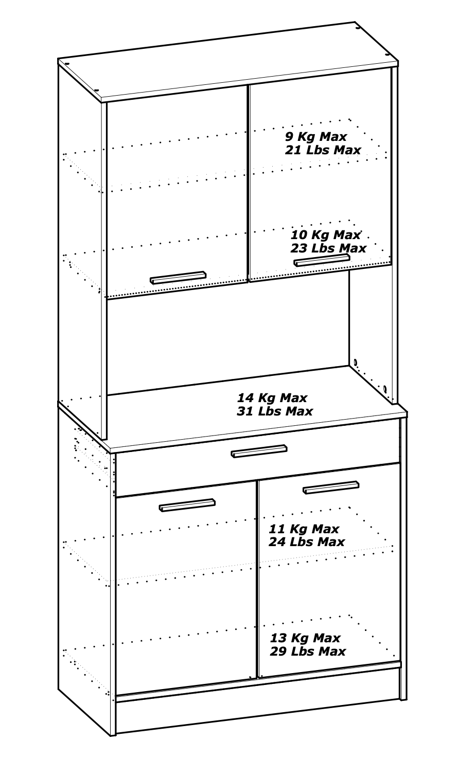 Luca 4 Door 1 Drawer Matt Black and Oak Kitchen Unit - FurniComp