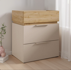 Luke 3 Drawer Bedside Table - Cashmere & Cadiz Oak - FurniComp