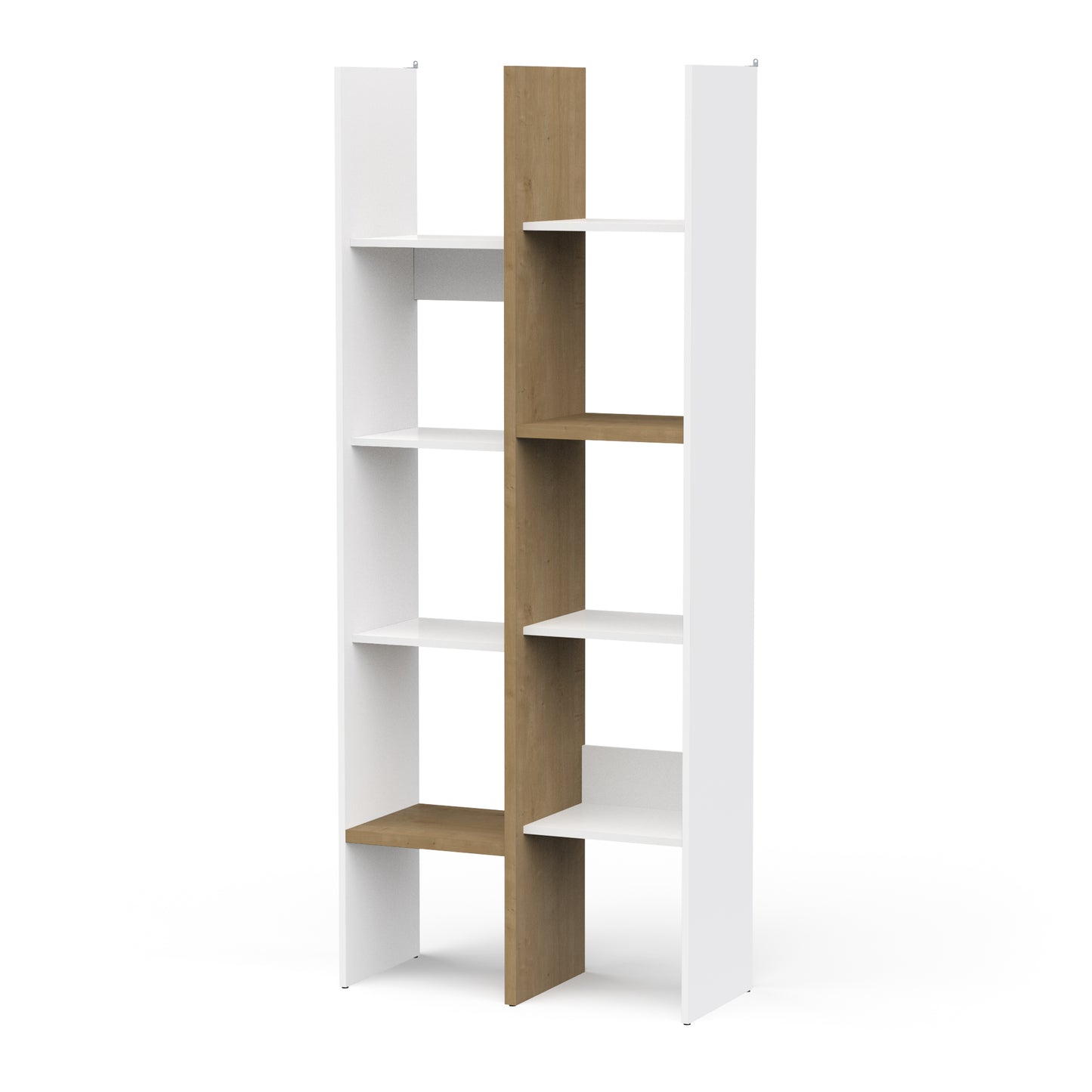 Luna 75cm White and Oak Open Back Bookshelf Organiser - FurniComp