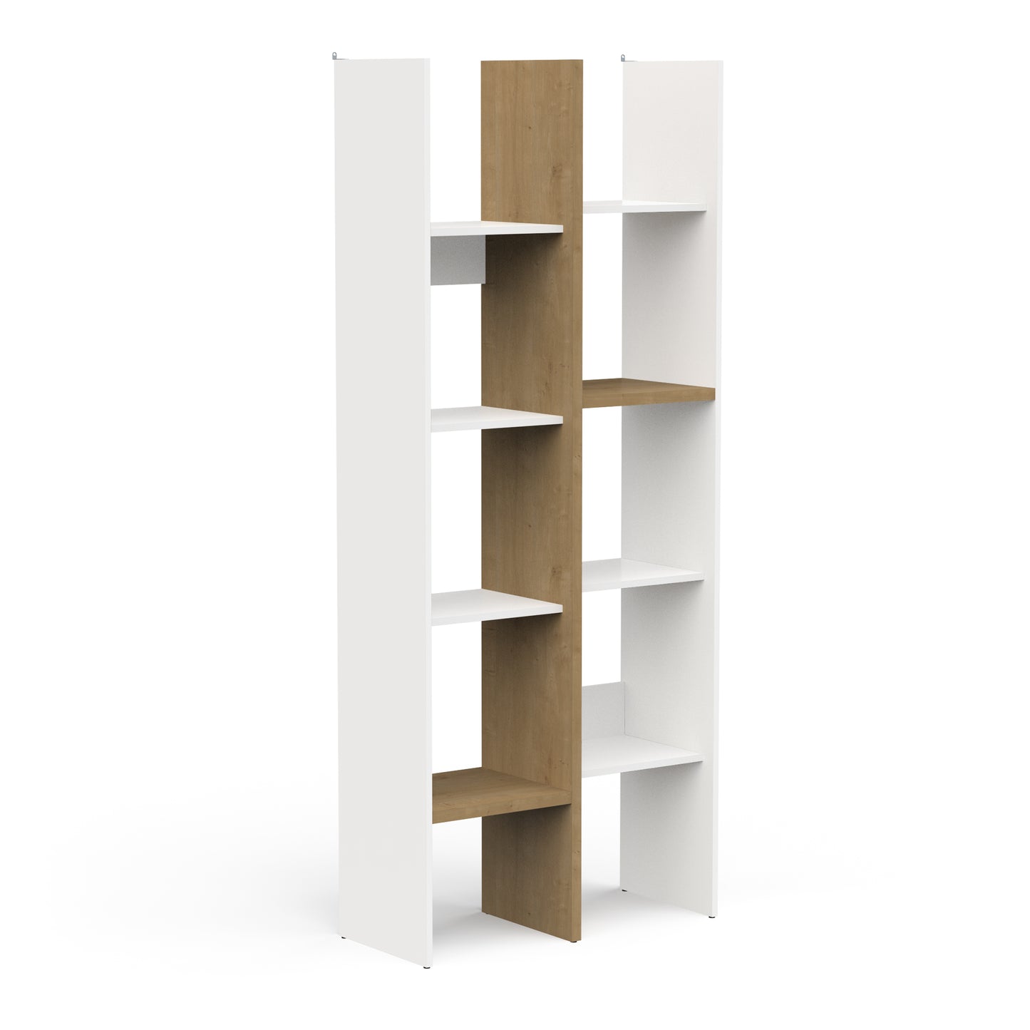 Luna 75cm White and Oak Open Back Bookshelf Organiser - FurniComp