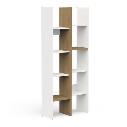 Luna 75cm White and Oak Open Back Bookshelf Organiser - FurniComp