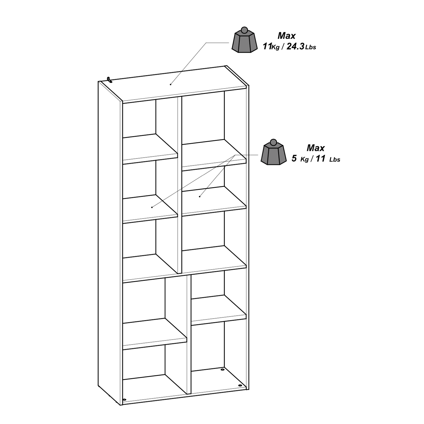 Luna Large 78cm White and Oak Bookshelf Organiser - FurniComp