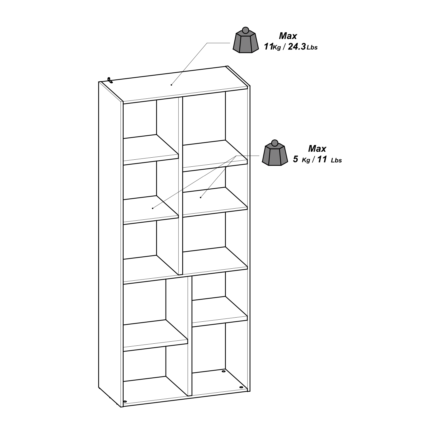 Luna Large 78cm White and Oak Bookshelf Organiser - FurniComp