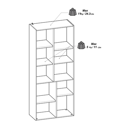 Luna Large 78cm White and Oak Bookshelf Organiser - FurniComp