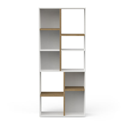 Luna Large 78cm White and Oak Bookshelf Organiser - FurniComp